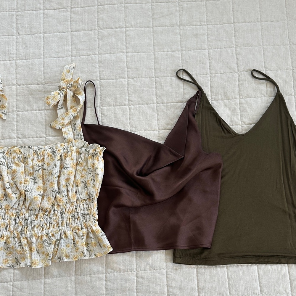 Abercrombie & Fitch Floral, Brown, and Olive Crop Tops